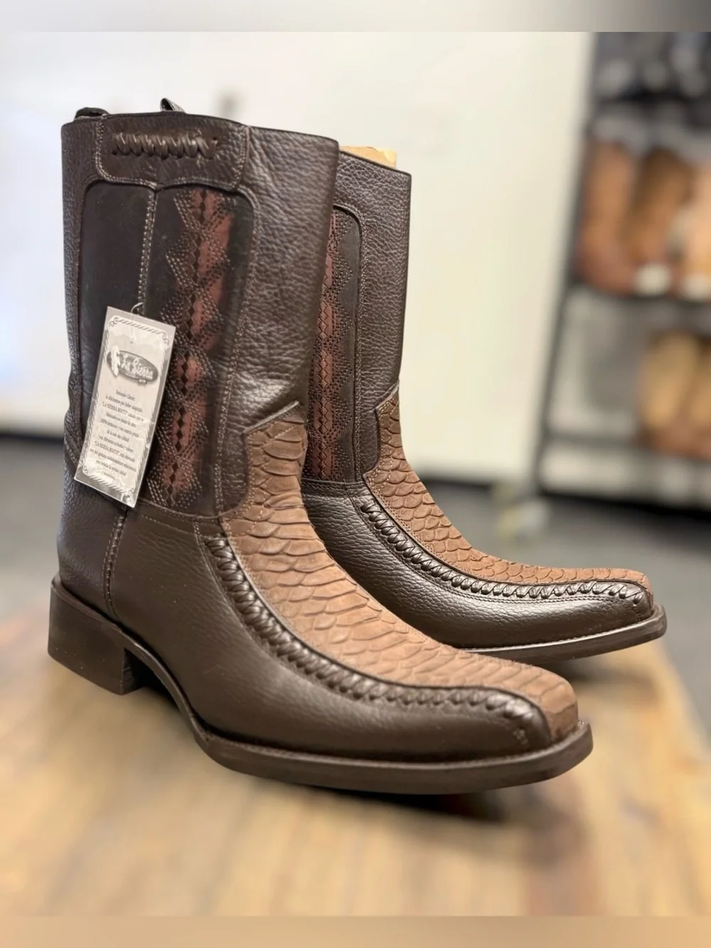 La Sierra Zipper Western Boots Brown 9.5